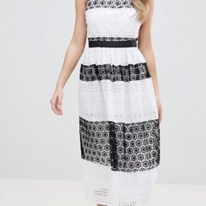 ASOS PREMIUM lace pinny midi dress
